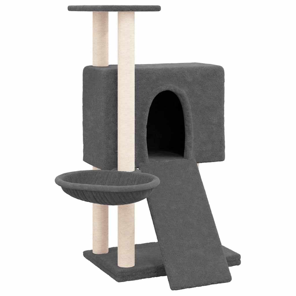 Albero per Gatti con Tiragraffi in Sisal Grigio Scuro 96 cm — miniatura 2 di 6