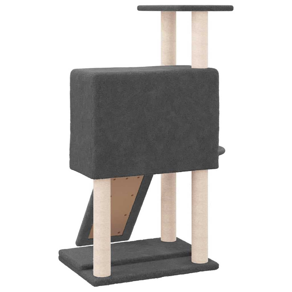 Albero per Gatti con Tiragraffi in Sisal Grigio Scuro 96 cm — miniatura 4 di 6