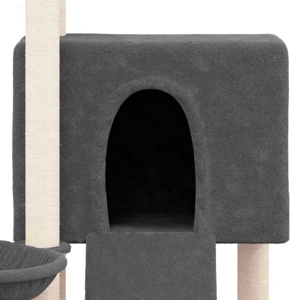 Albero per Gatti con Tiragraffi in Sisal Grigio Scuro 96 cm — miniatura 5 di 6