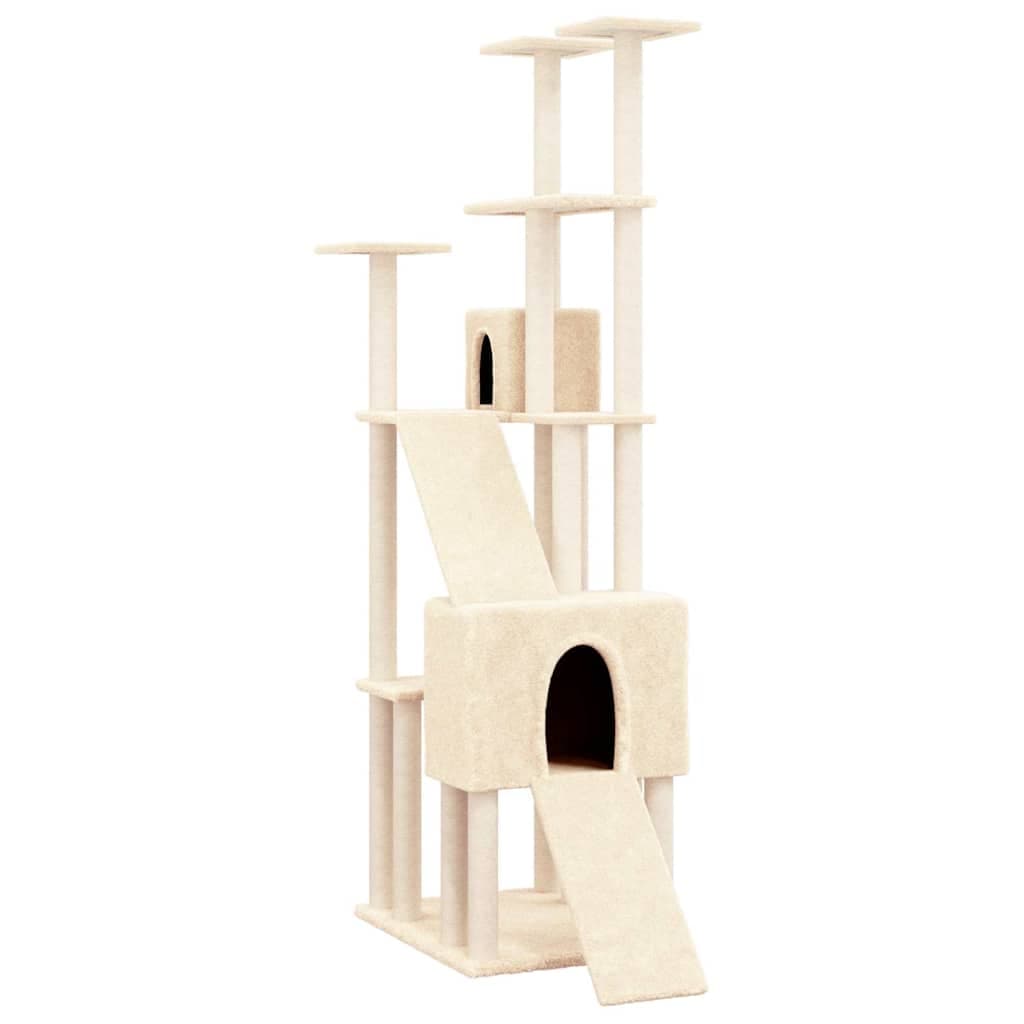 Albero per Gatti con Tiragraffi in Sisal Crema 190 cm — miniatura 2 di 6