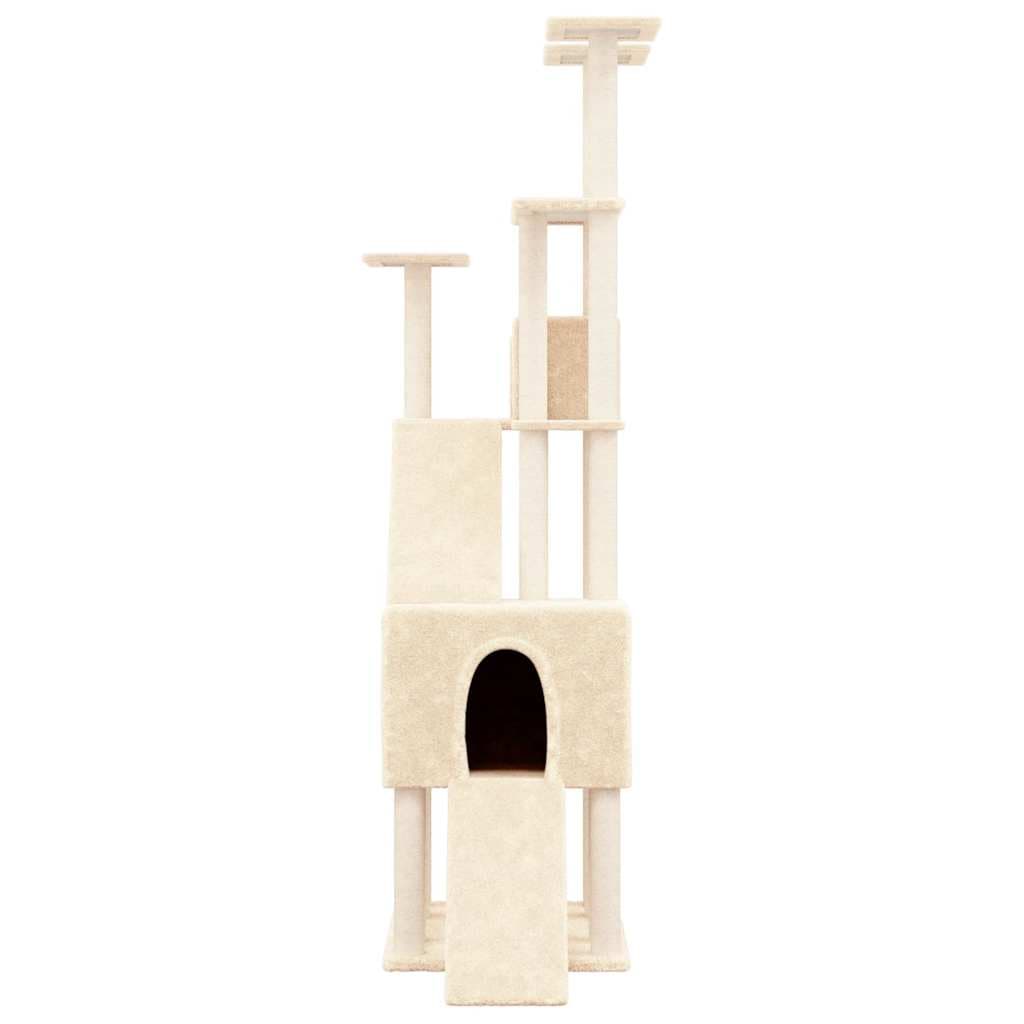 Albero per Gatti con Tiragraffi in Sisal Crema 190 cm — miniatura 3 di 6