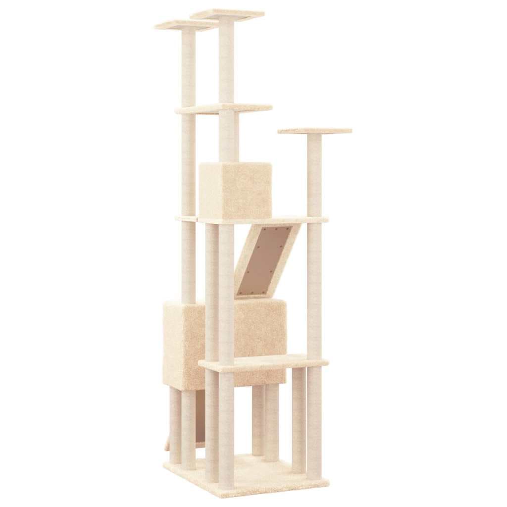 Albero per Gatti con Tiragraffi in Sisal Crema 190 cm — miniatura 4 di 6