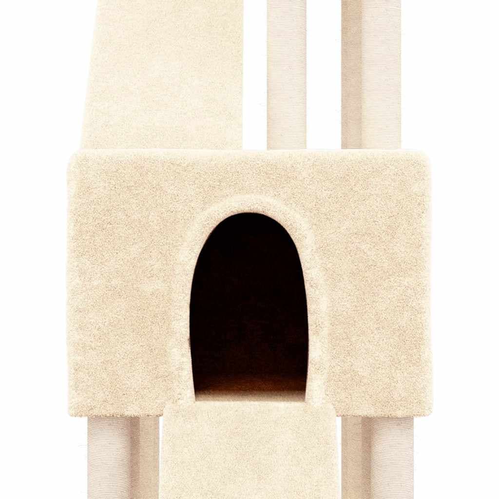 Albero per Gatti con Tiragraffi in Sisal Crema 190 cm — miniatura 5 di 6