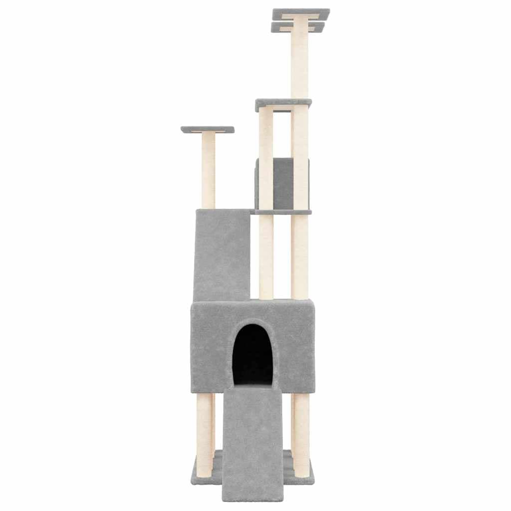 Albero per Gatti con Tiragraffi in Sisal Grigio Chiaro 190 cm — miniatura 3 di 6