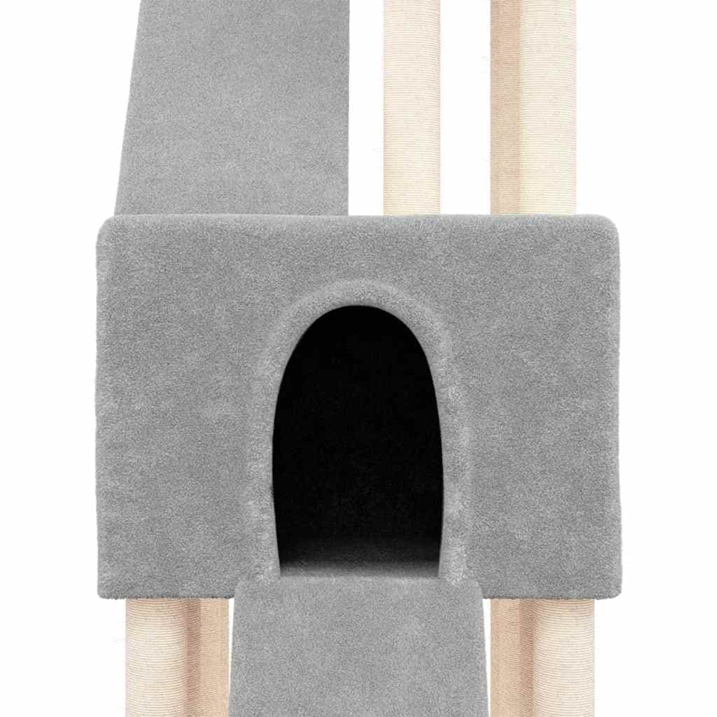 Albero per Gatti con Tiragraffi in Sisal Grigio Chiaro 190 cm — miniatura 5 di 6