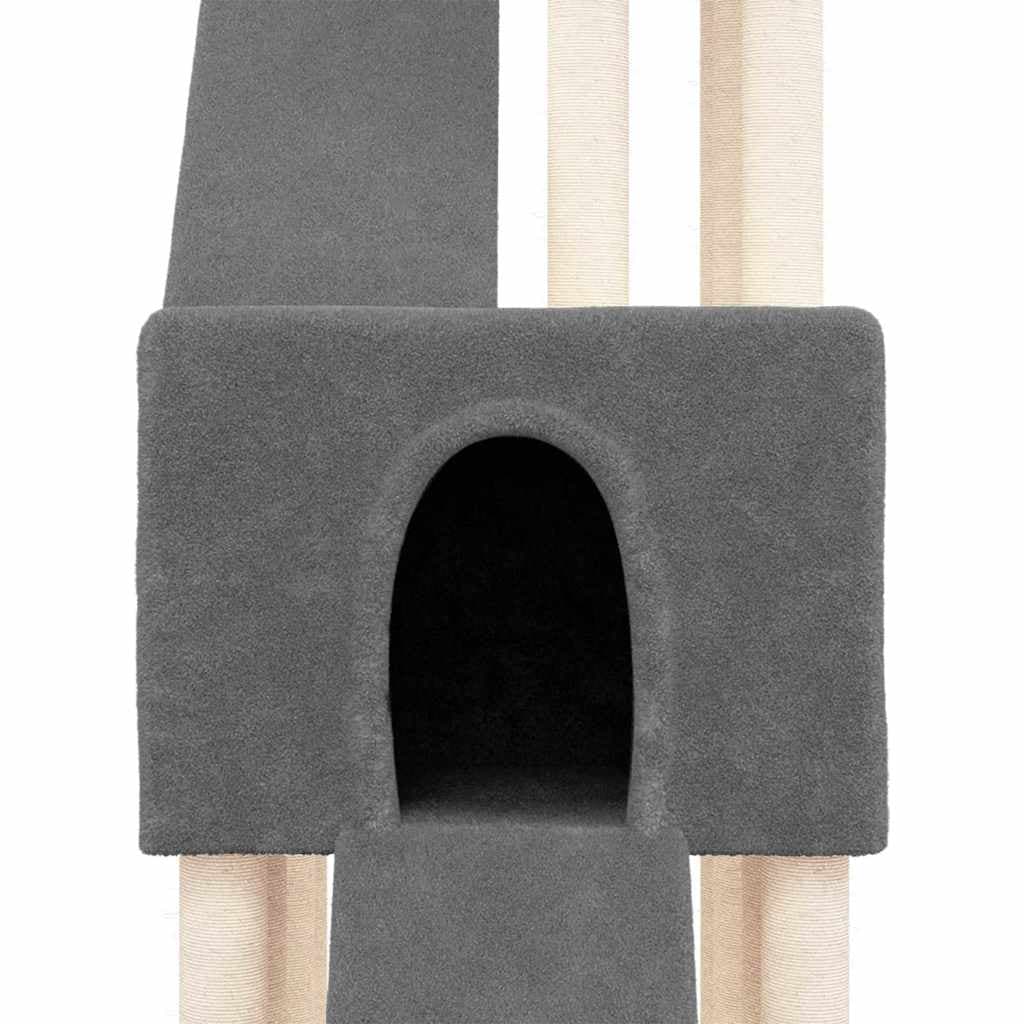 Albero per Gatti con Tiragraffi in Sisal Grigio Scuro 190 cm — miniatura 5 di 6