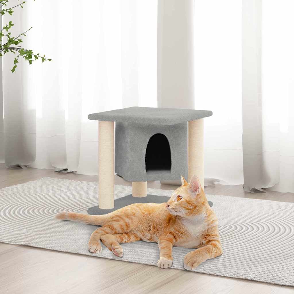 Albero per Gatti con Tiragraffi in Sisal Grigio Chiaro 37 cm — miniatura 1 di 5