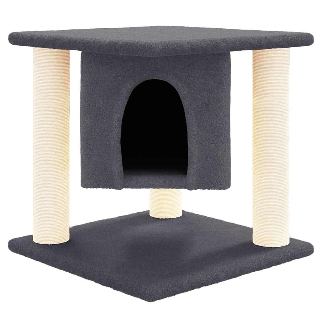 Albero per Gatti con Tiragraffi in Sisal Grigio Scuro 37 cm — miniatura 3 di 5