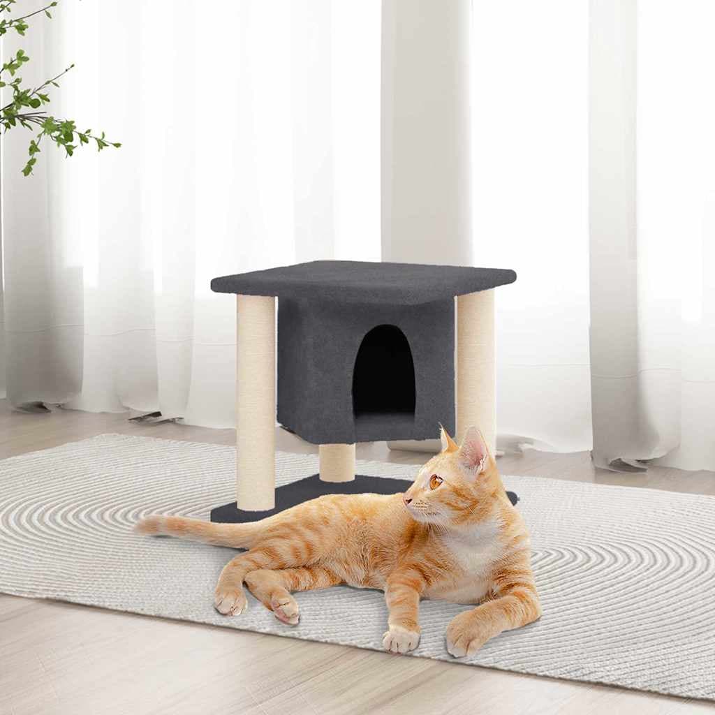 Albero per Gatti con Tiragraffi in Sisal Grigio Scuro 37 cm — miniatura 1 di 5