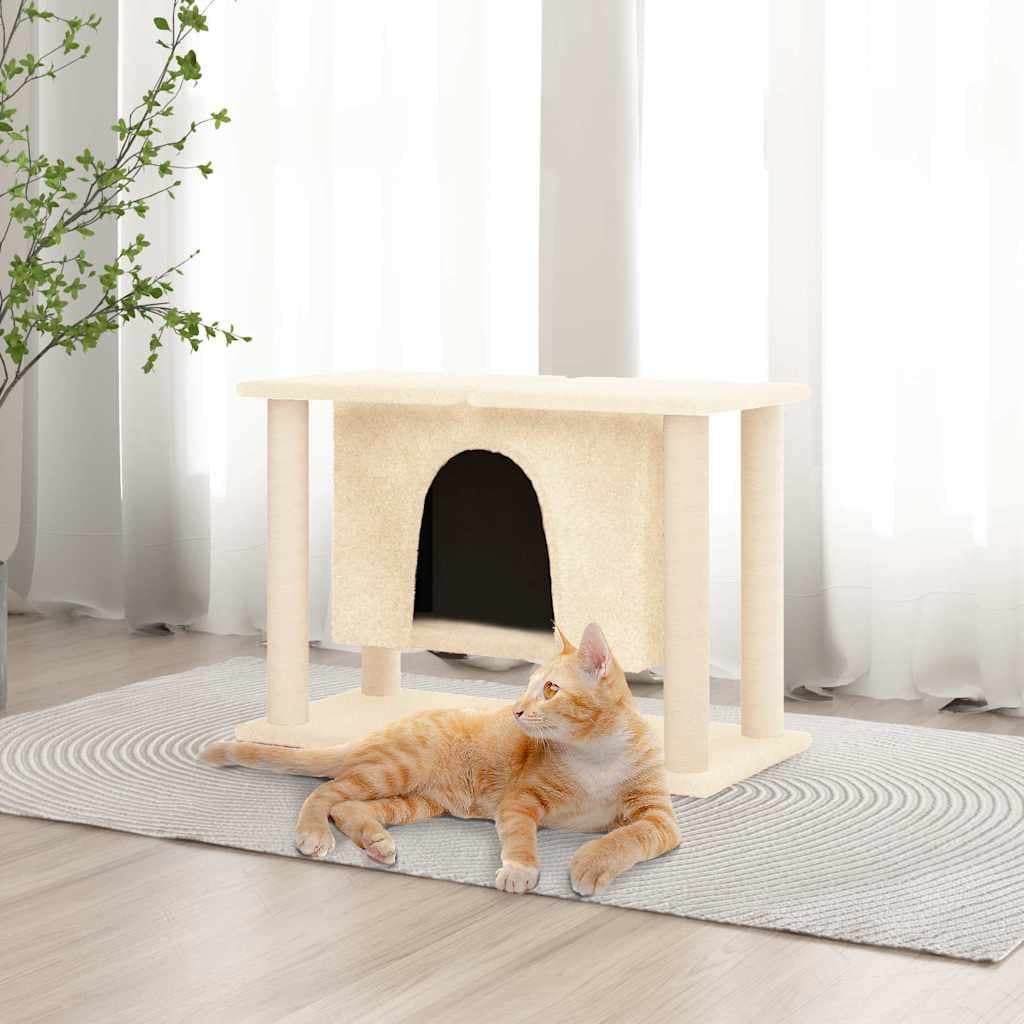 Albero per Gatti con Tiragraffi in Sisal Crema 50 cm — miniatura 1 di 5