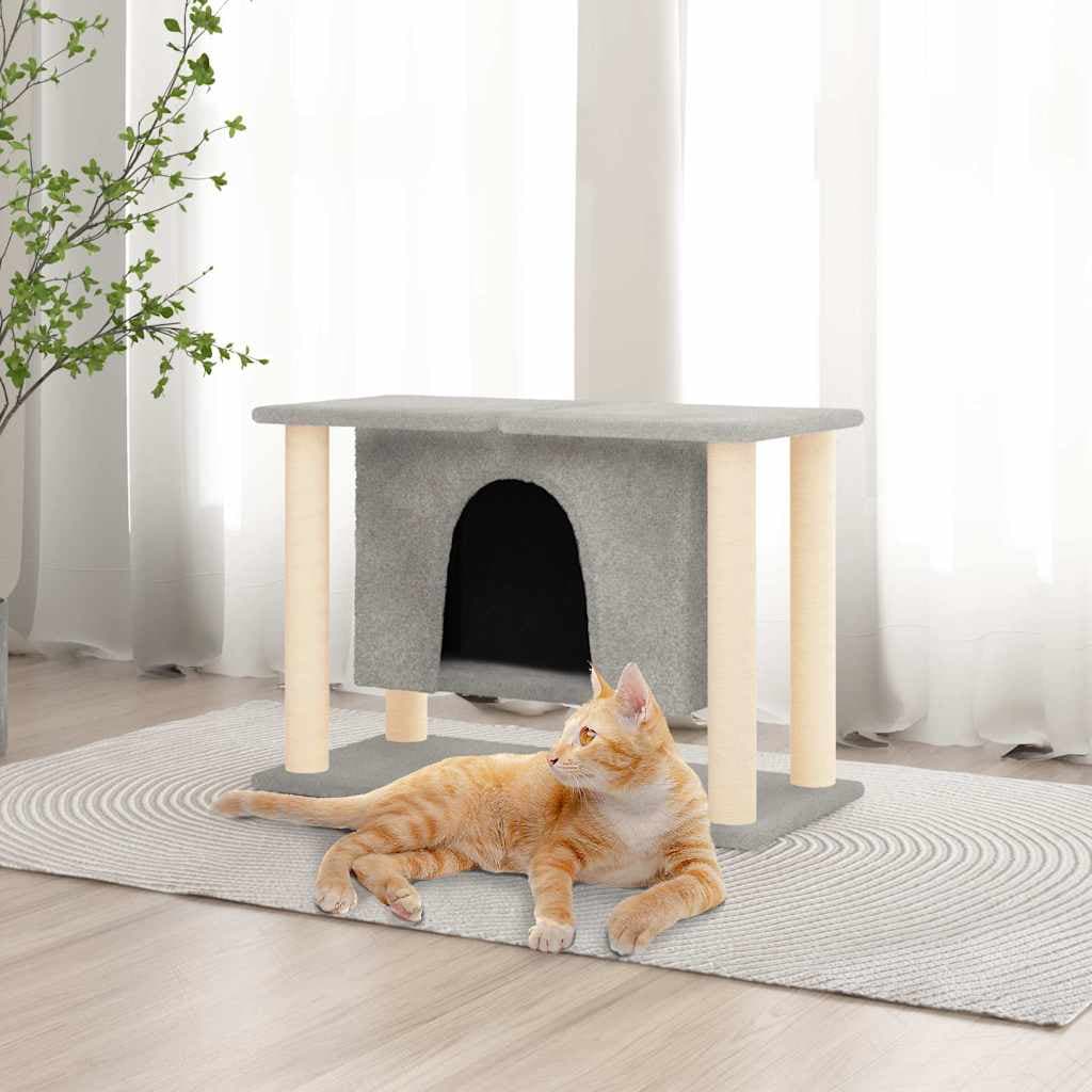 Albero per Gatti con Tiragraffi in Sisal Grigio Chiaro 50 cm — miniatura 1 di 5