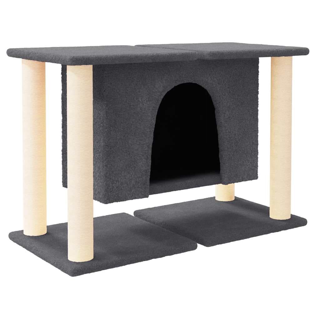 Albero per Gatti con Tiragraffi in Sisal Grigio Scuro 50 cm — miniatura 2 di 5
