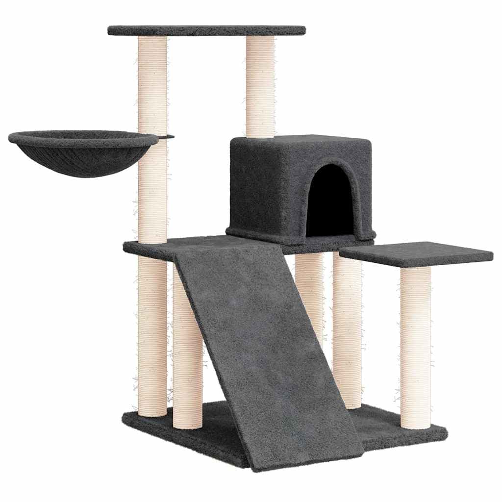 Albero per Gatti con Tiragraffi in Sisal Grigio Scuro 82 cm — miniatura 2 di 6
