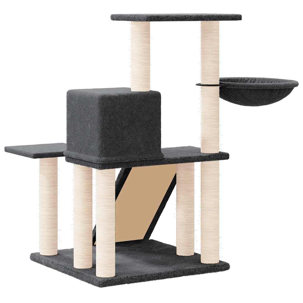 Albero per Gatti con Tiragraffi in Sisal Grigio Scuro 82 cm — miniatura 4 di 6