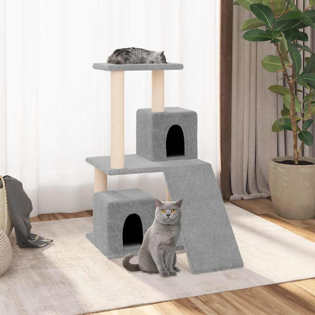 Albero per Gatti con Tiragraffi in Sisal Grigio Chiaro 82 cm — miniatura 1 di 6