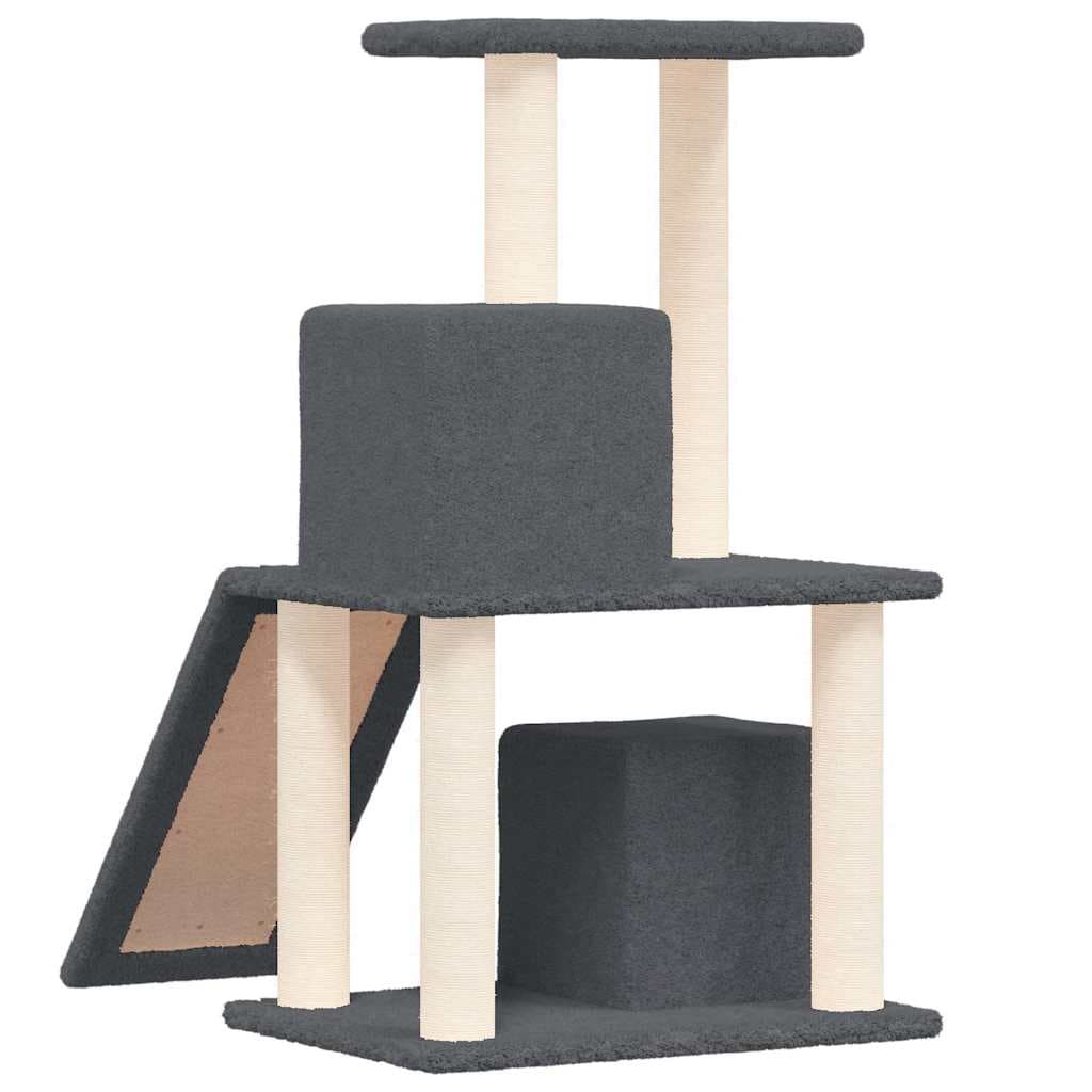 Albero per Gatti con Tiragraffi in Sisal Grigio Scuro 82 cm — miniatura 4 di 6