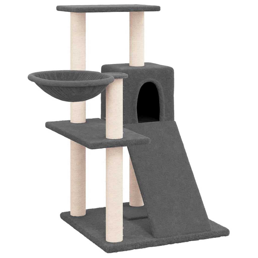 Albero per Gatti con Tiragraffi in Sisal Grigio Scuro 82 cm — miniatura 2 di 6