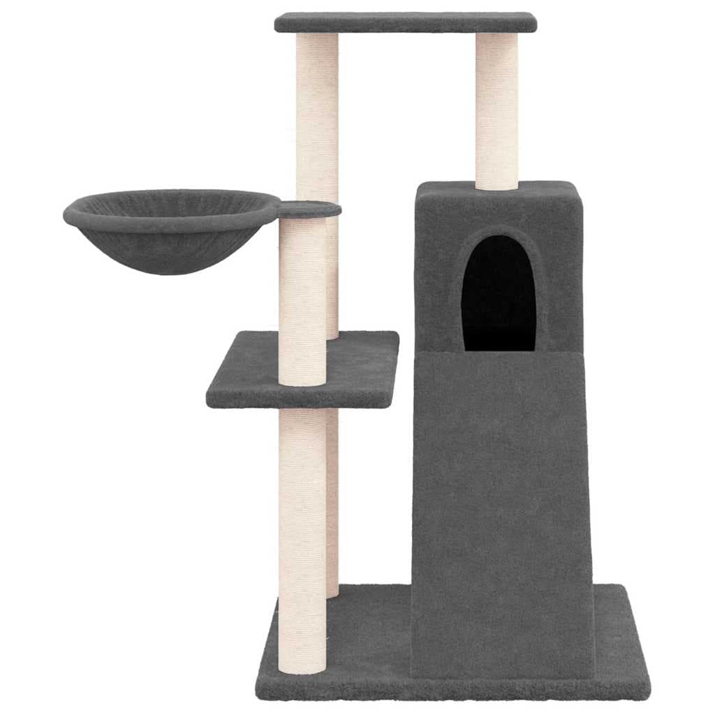 Albero per Gatti con Tiragraffi in Sisal Grigio Scuro 82 cm — miniatura 3 di 6