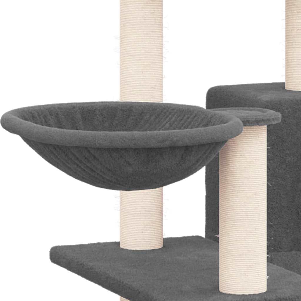 Albero per Gatti con Tiragraffi in Sisal Grigio Scuro 82 cm — miniatura 5 di 6