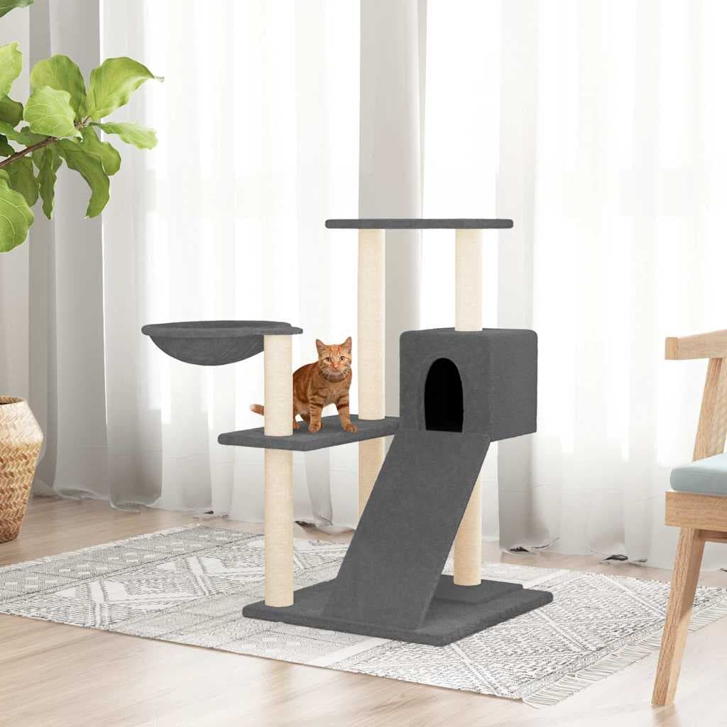 Albero per Gatti con Tiragraffi in Sisal Grigio Scuro 82 cm — miniatura 1 di 6