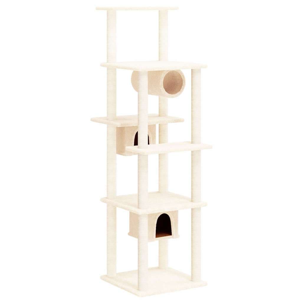 Albero per Gatti con Tiragraffi in Sisal Crema 169 cm — miniatura 2 di 6