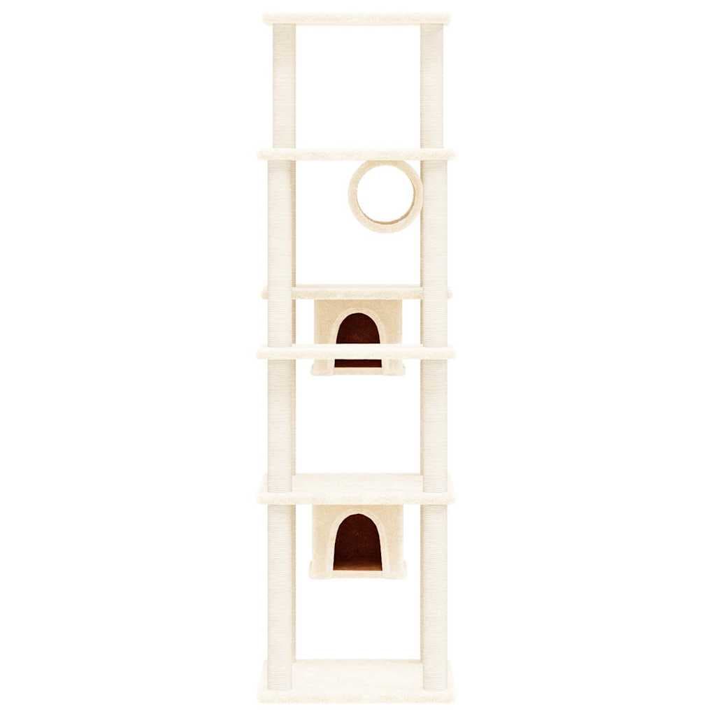 Albero per Gatti con Tiragraffi in Sisal Crema 169 cm — miniatura 3 di 6