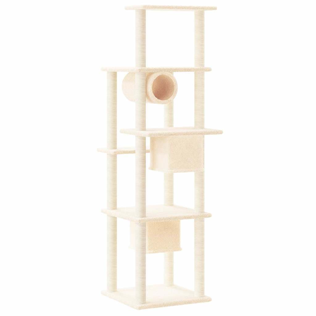 Albero per Gatti con Tiragraffi in Sisal Crema 169 cm — miniatura 4 di 6