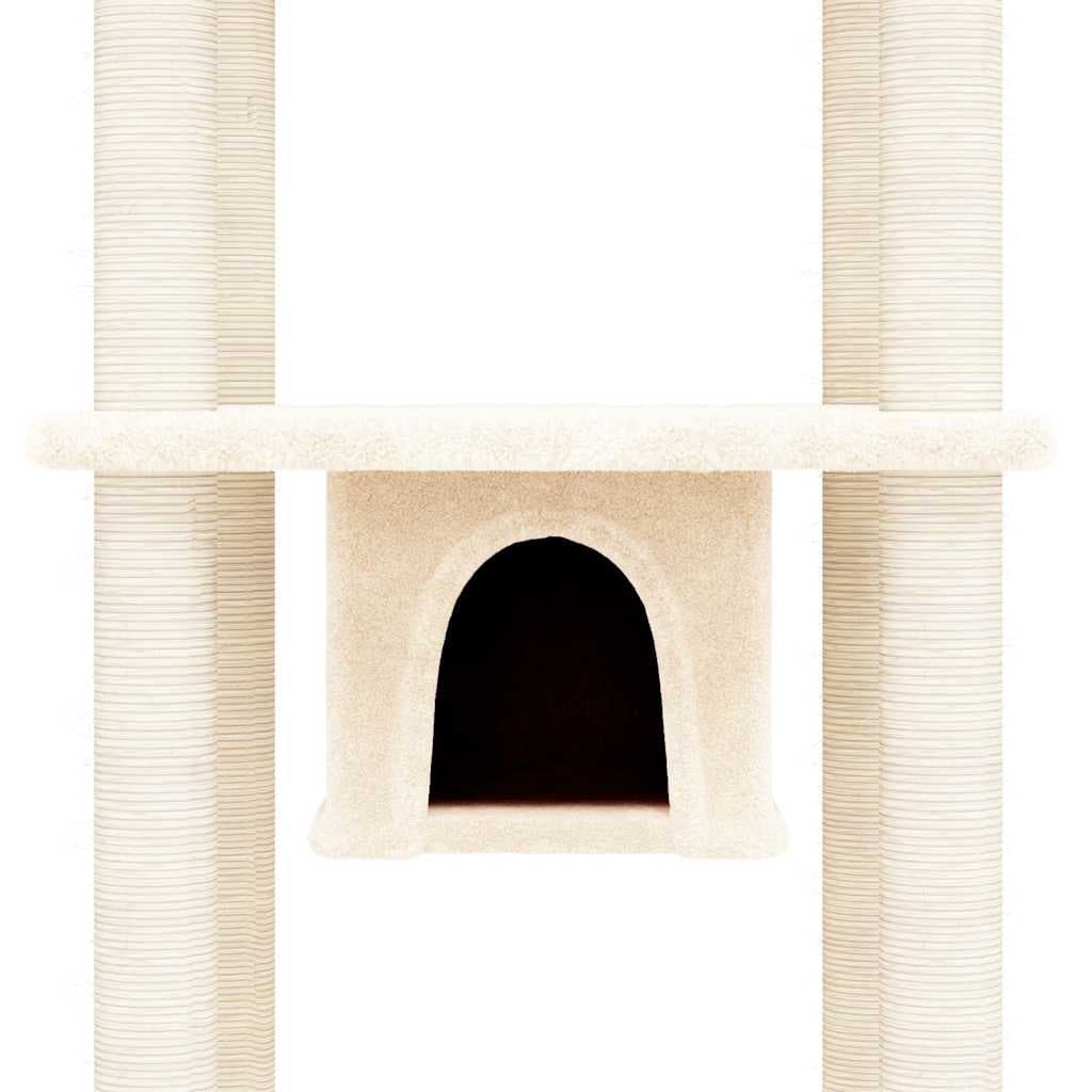 Albero per Gatti con Tiragraffi in Sisal Crema 169 cm — miniatura 5 di 6