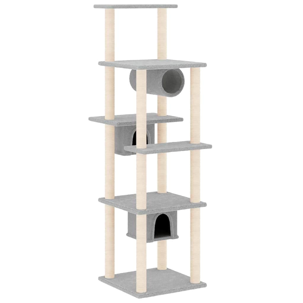 Albero per Gatti con Tiragraffi in Sisal Grigio Chiaro 169 cm — miniatura 2 di 6