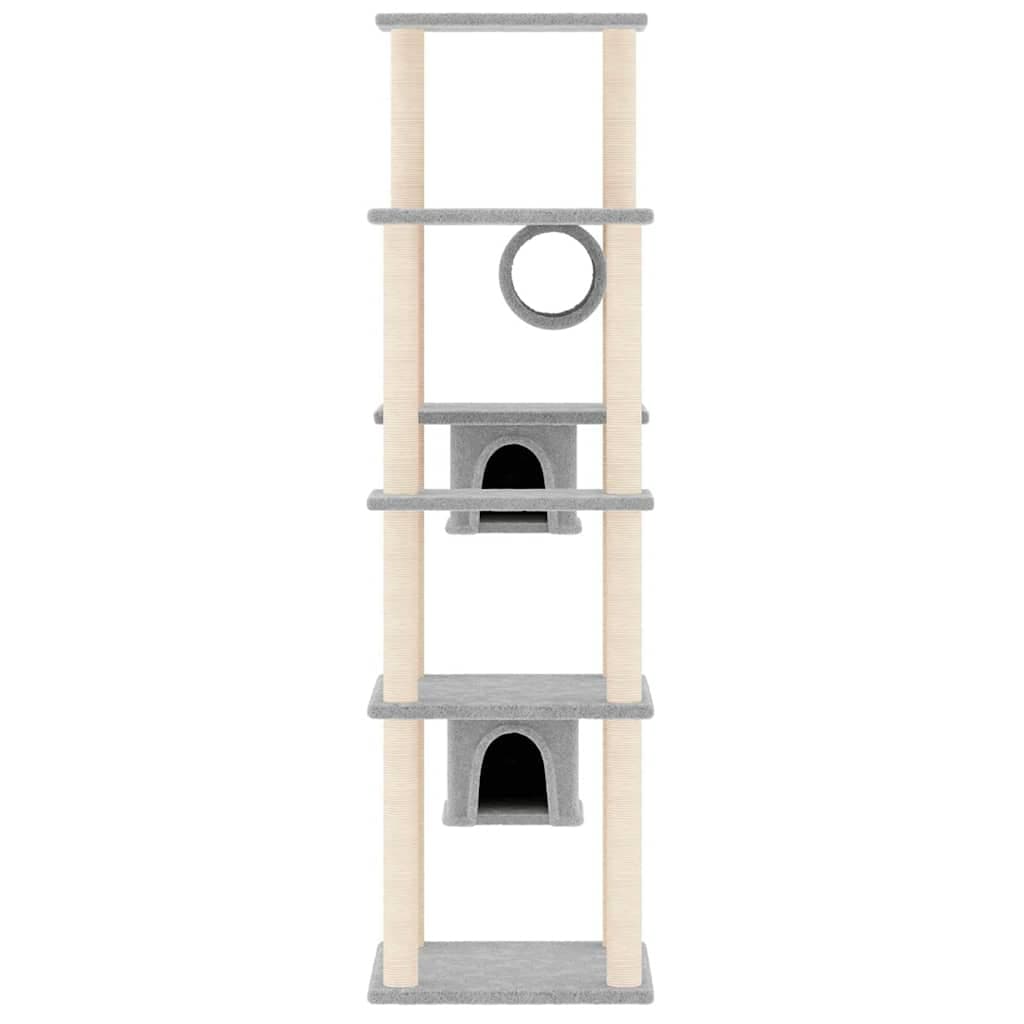 Albero per Gatti con Tiragraffi in Sisal Grigio Chiaro 169 cm — miniatura 3 di 6