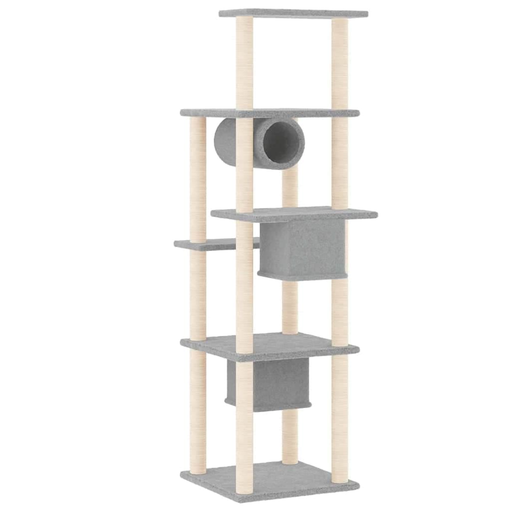 Albero per Gatti con Tiragraffi in Sisal Grigio Chiaro 169 cm — miniatura 4 di 6