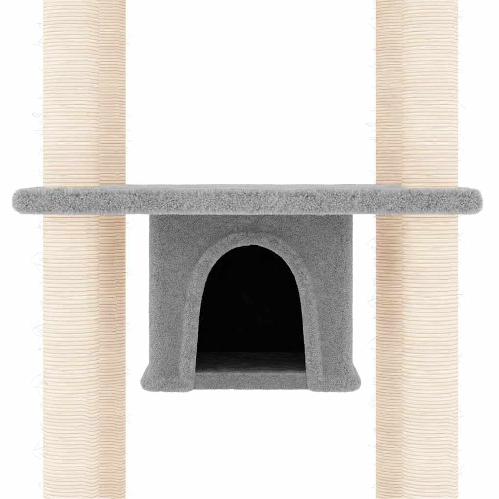 Albero per Gatti con Tiragraffi in Sisal Grigio Chiaro 169 cm — miniatura 5 di 6