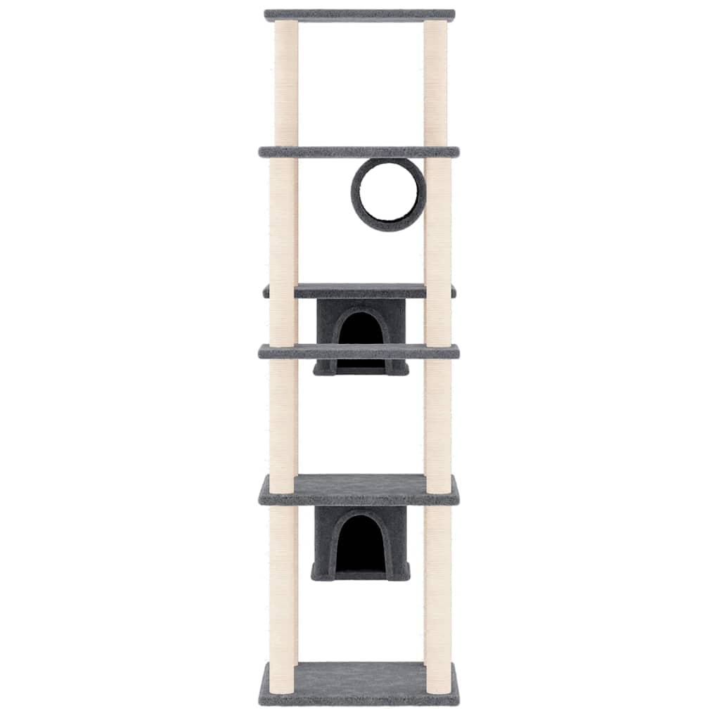 Albero per Gatti con Tiragraffi in Sisal Grigio Scuro 169 cm — miniatura 3 di 6