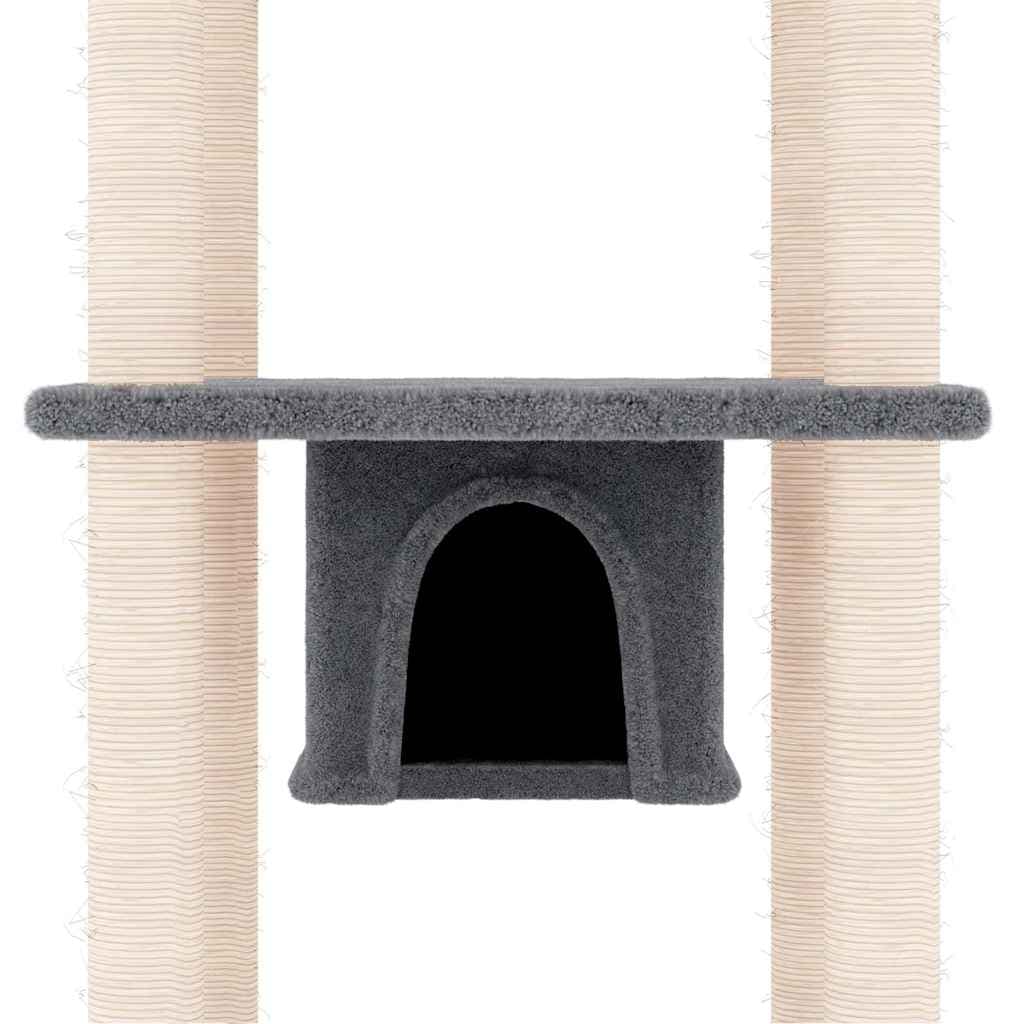 Albero per Gatti con Tiragraffi in Sisal Grigio Scuro 169 cm — miniatura 5 di 6
