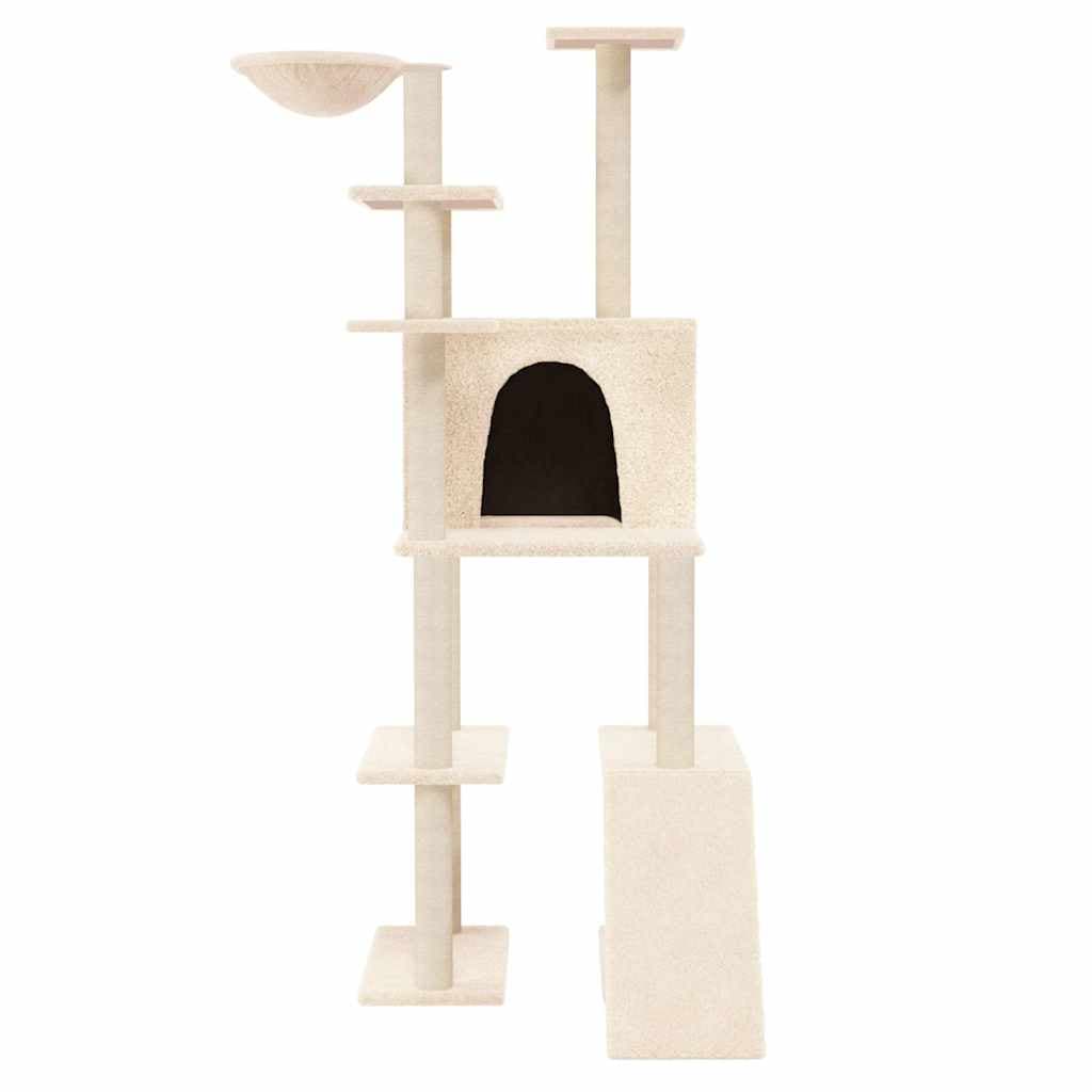 Albero per Gatti con Tiragraffi in Sisal Crema 166 cm — miniatura 3 di 6