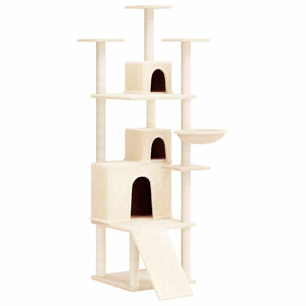 Albero per Gatti con Tiragraffi in Sisal Crema 175 cm — miniatura 2 di 6