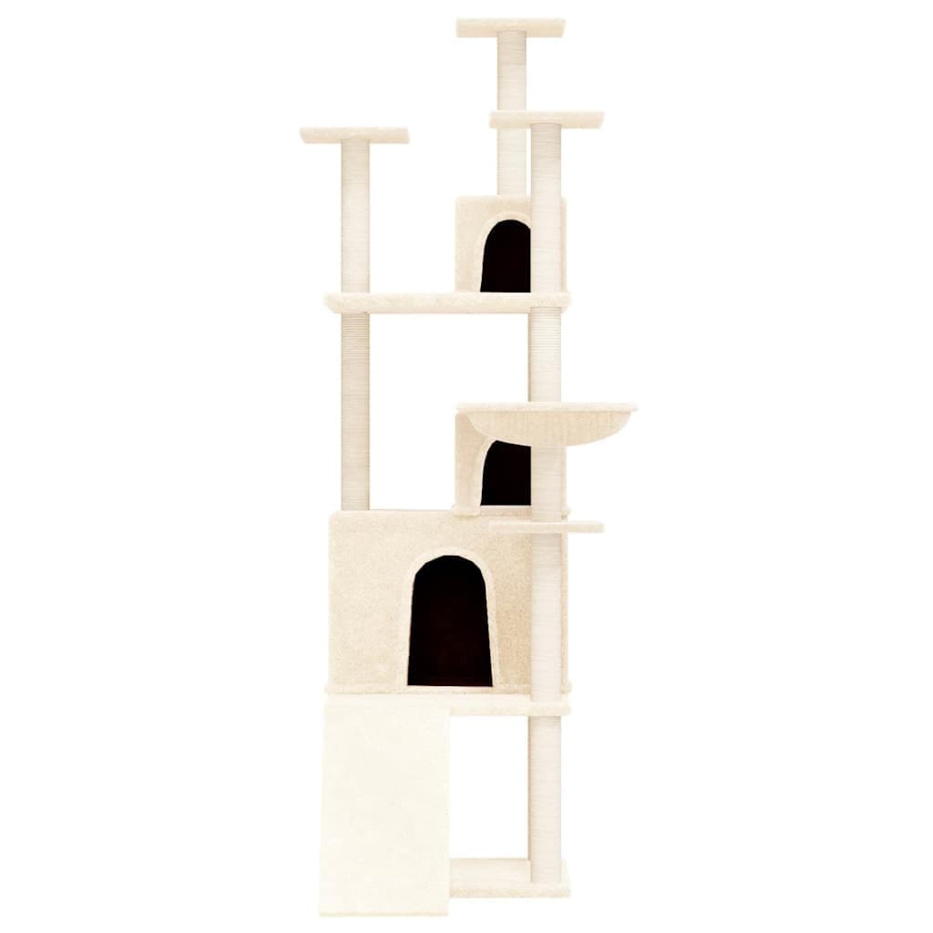 Albero per Gatti con Tiragraffi in Sisal Crema 175 cm — miniatura 3 di 6