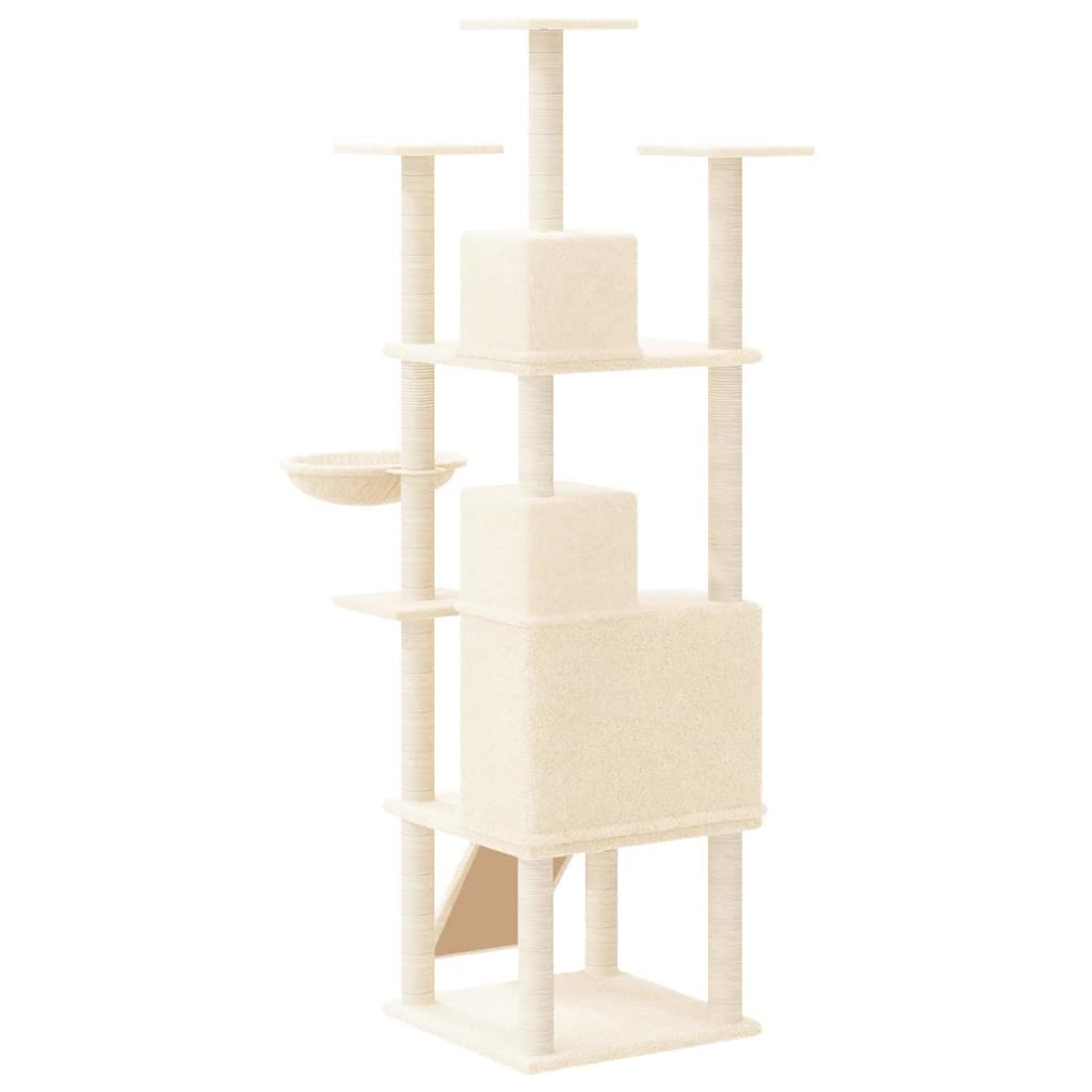 Albero per Gatti con Tiragraffi in Sisal Crema 175 cm — miniatura 4 di 6