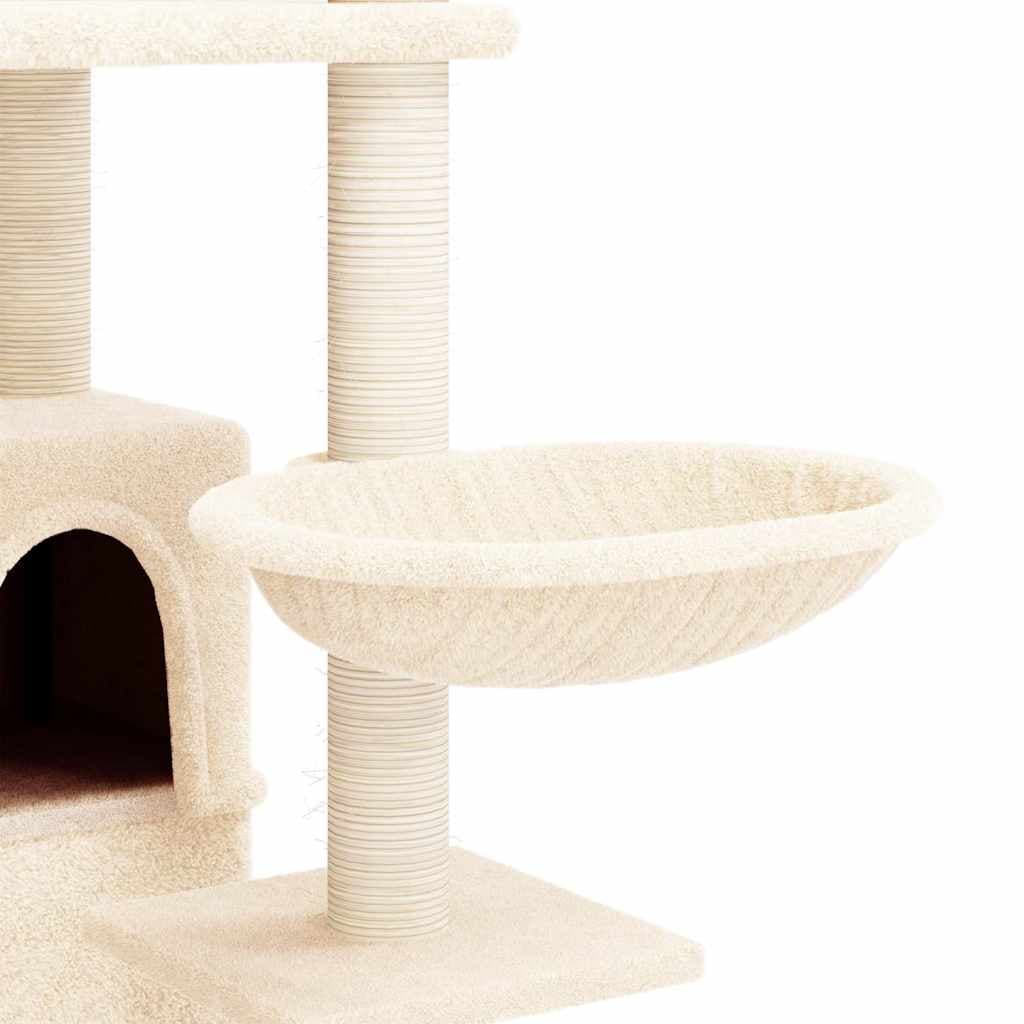 Albero per Gatti con Tiragraffi in Sisal Crema 175 cm — miniatura 5 di 6