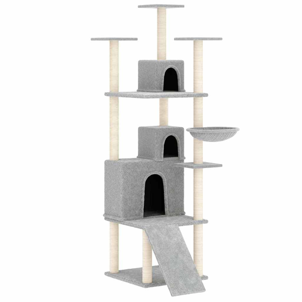Albero per Gatti con Tiragraffi in Sisal Grigio Chiaro 175 cm — miniatura 2 di 6