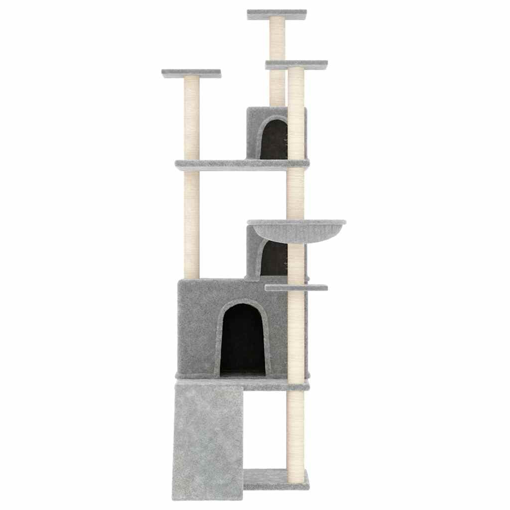 Albero per Gatti con Tiragraffi in Sisal Grigio Chiaro 175 cm — miniatura 3 di 6