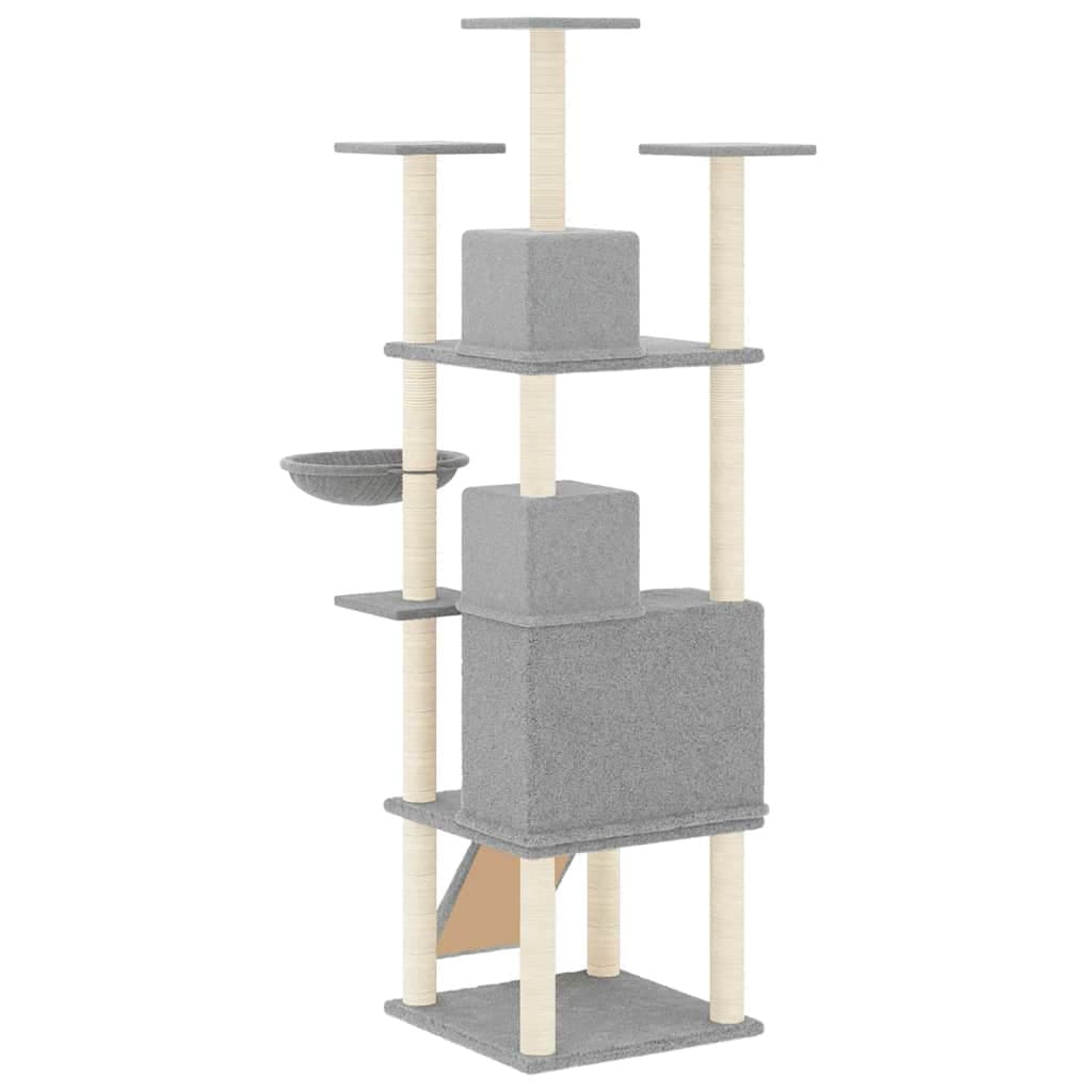 Albero per Gatti con Tiragraffi in Sisal Grigio Chiaro 175 cm — miniatura 4 di 6