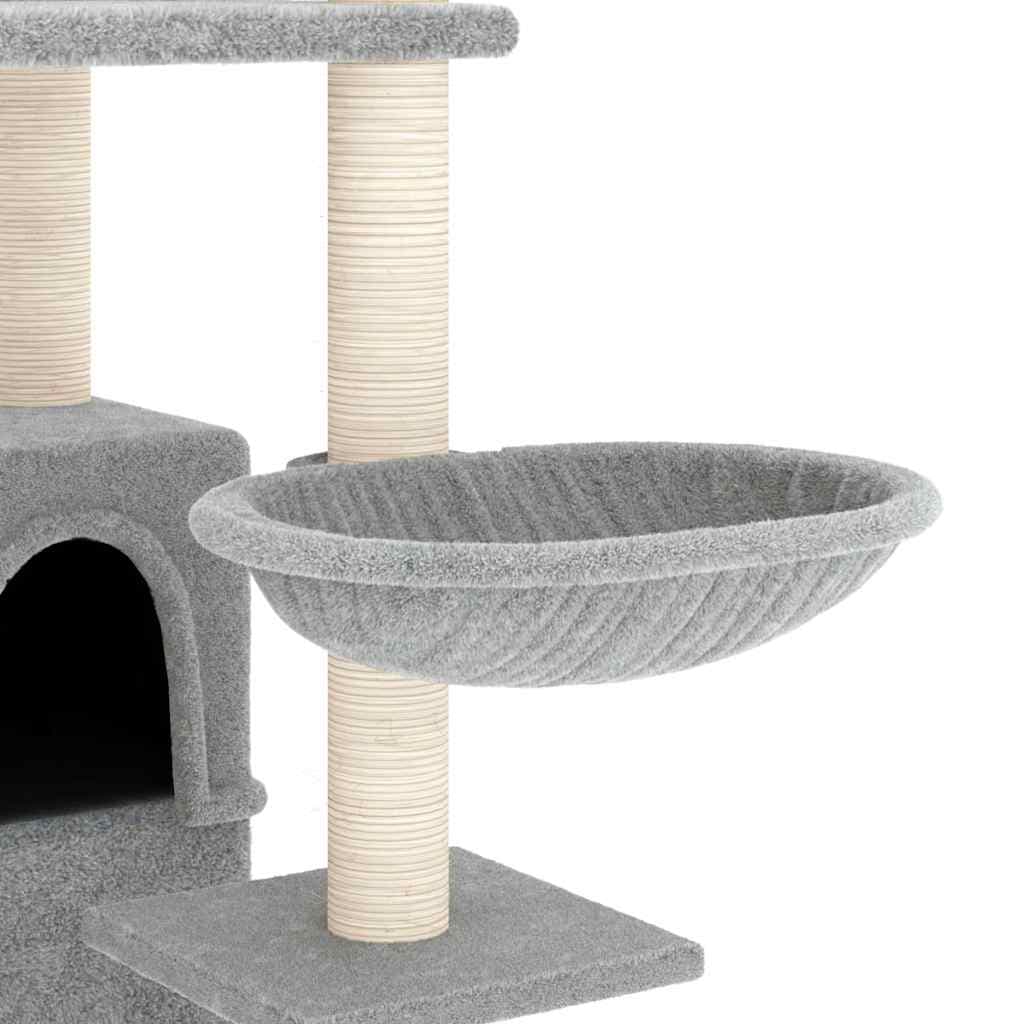 Albero per Gatti con Tiragraffi in Sisal Grigio Chiaro 175 cm — miniatura 5 di 6