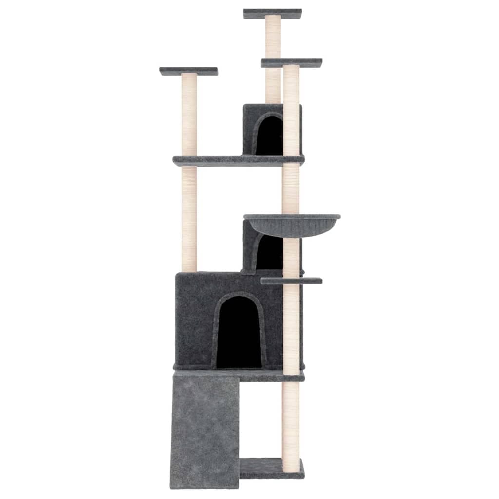 Albero per Gatti con Tiragraffi in Sisal Grigio Scuro 175 cm — miniatura 3 di 6