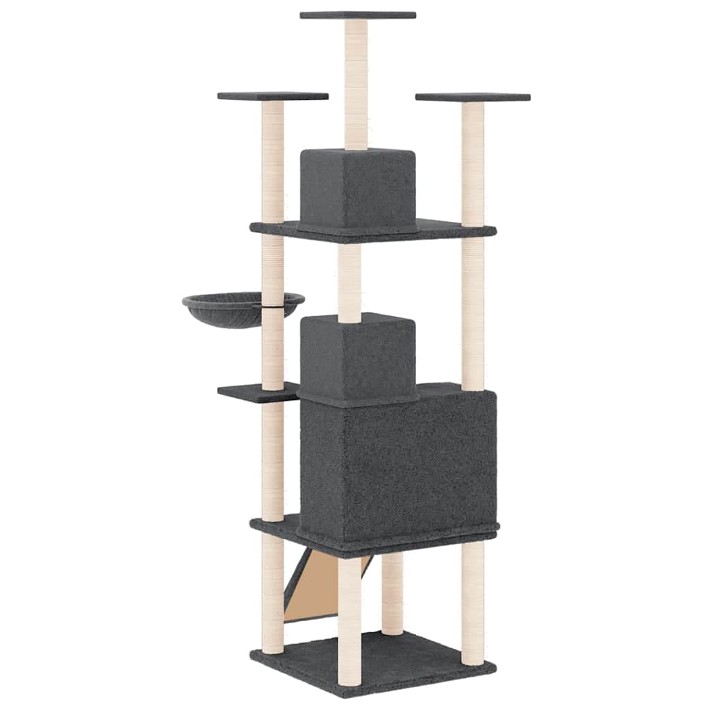 Albero per Gatti con Tiragraffi in Sisal Grigio Scuro 175 cm — miniatura 4 di 6