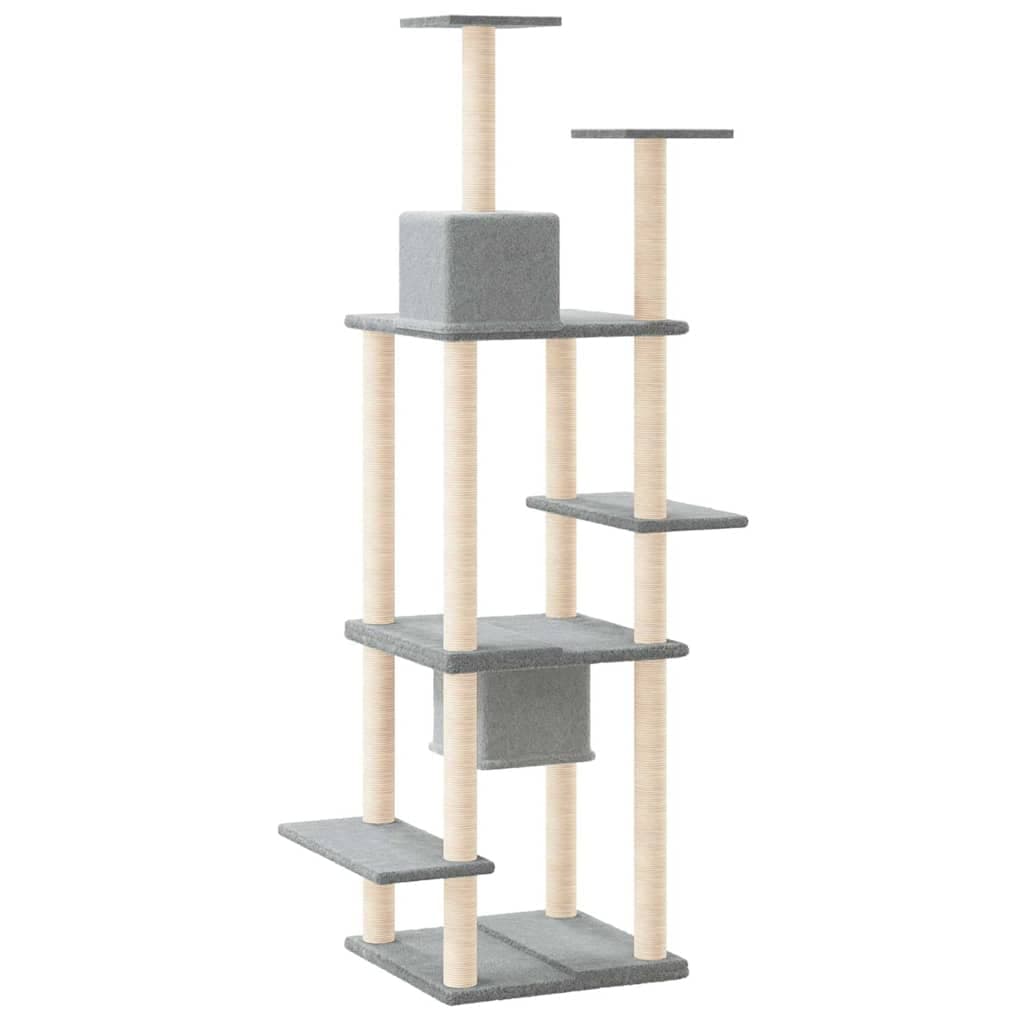 Albero per Gatti con Tiragraffi in Sisal Grigio Chiaro 176 cm — miniatura 4 di 6