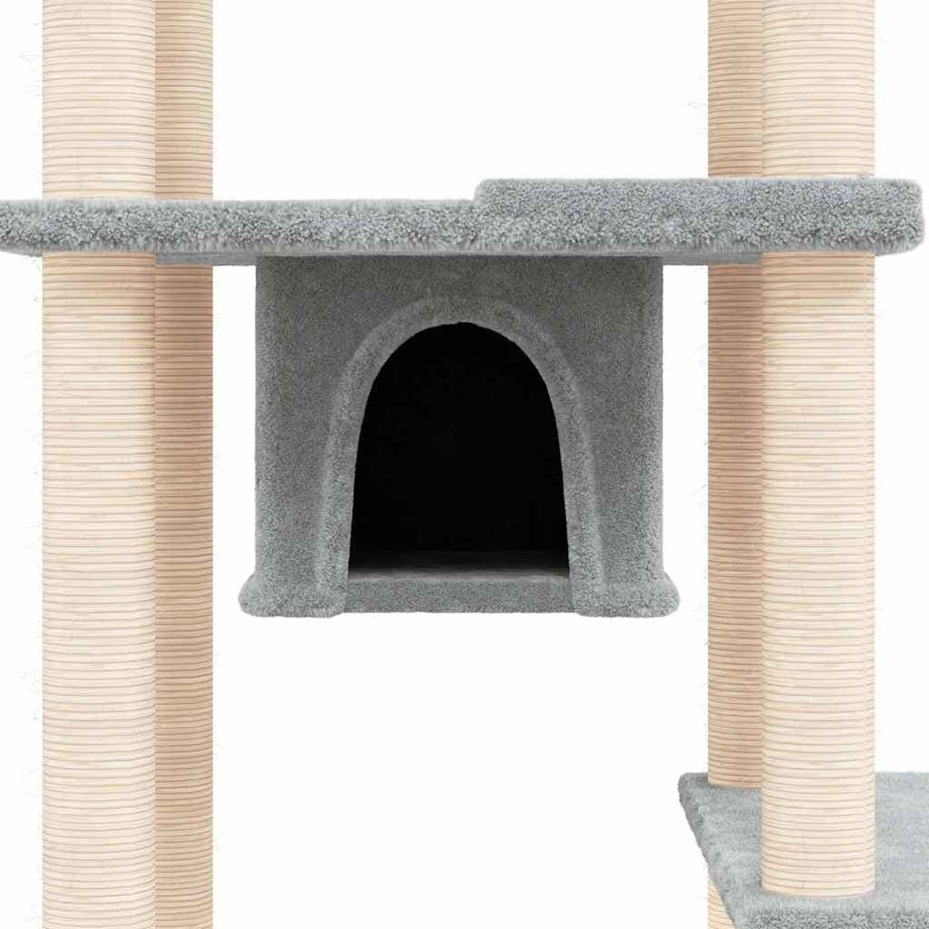 Albero per Gatti con Tiragraffi in Sisal Grigio Chiaro 176 cm — miniatura 5 di 6