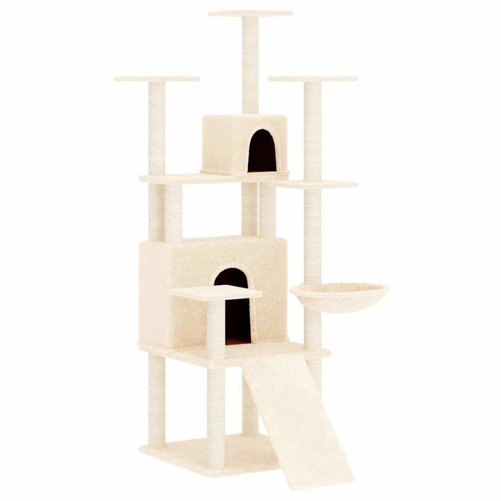 Albero per Gatti con Tiragraffi in Sisal Crema 154 cm — miniatura 2 di 6