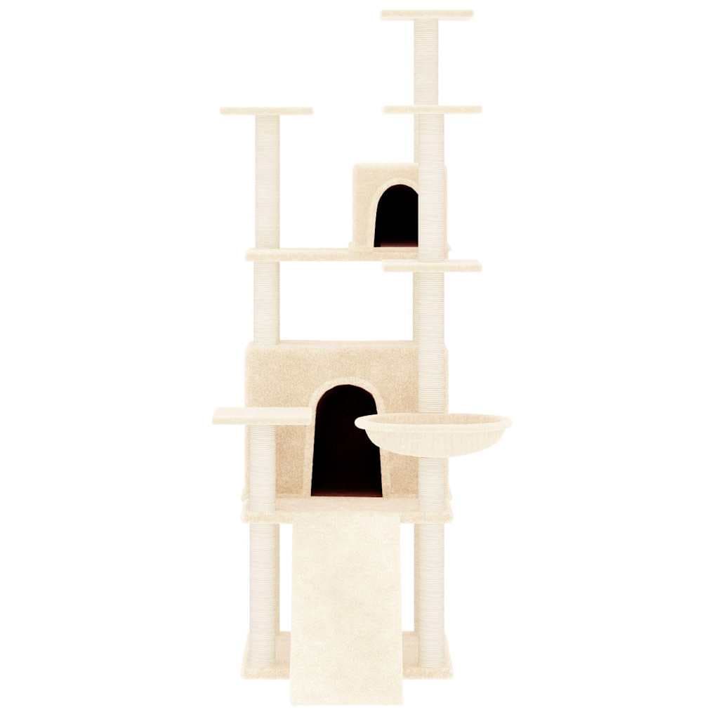 Albero per Gatti con Tiragraffi in Sisal Crema 154 cm — miniatura 3 di 6
