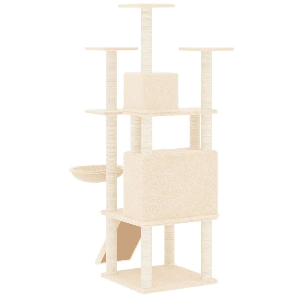 Albero per Gatti con Tiragraffi in Sisal Crema 154 cm — miniatura 4 di 6